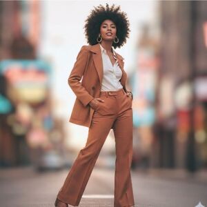 Vintage 1970s Rust Polyester Suit – Women’s Menswear by Embassy